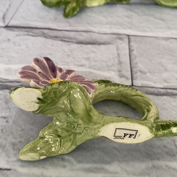 Vintage FF ceramic porcelain napkins rings set of 4 - Picture 3 of 11